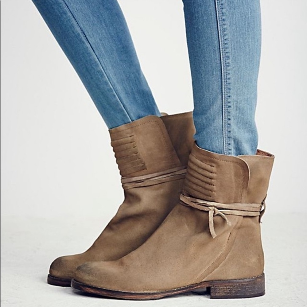 Free People Cambridge Wrap Leather suede Boots brown size 39